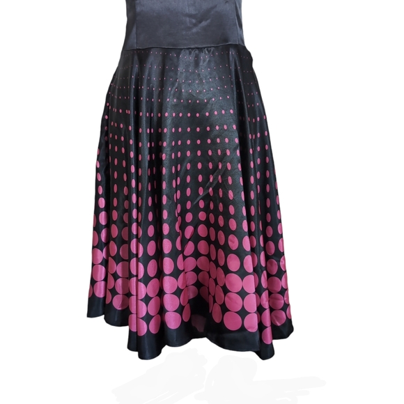 Strapless Black and Pink Satin Dress Zippered Juniors Size 9 - Picture 3 of 7